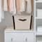Household Essentials 16" Canvas Bin with Vegan Leather Trim